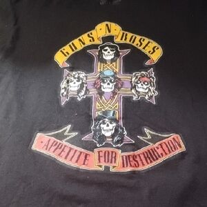 Men's Black Large Guns N Roses Appetite For Destruction Band Music Metal Shirt